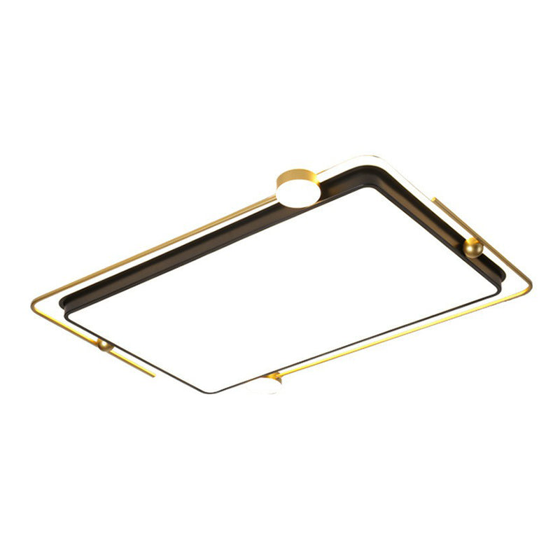 Modern Gold-Black Geometric Flush Ceiling Light: LED Flush Mount Fixture for Contemporary Metal Bedroom Lighting