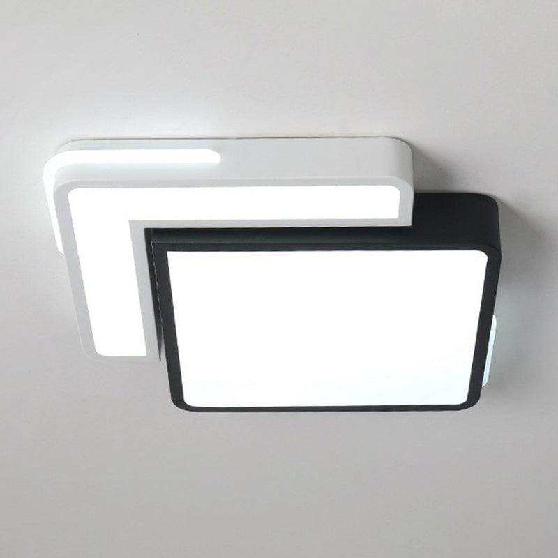 Minimalist Acrylic LED Flush Mount Ceiling Light in Black & White