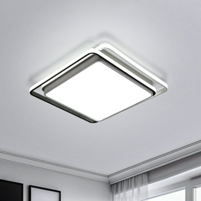 Sleek Square Bedroom Flush Mount Led Lighting With Acrylic Minimalist Design White / 15