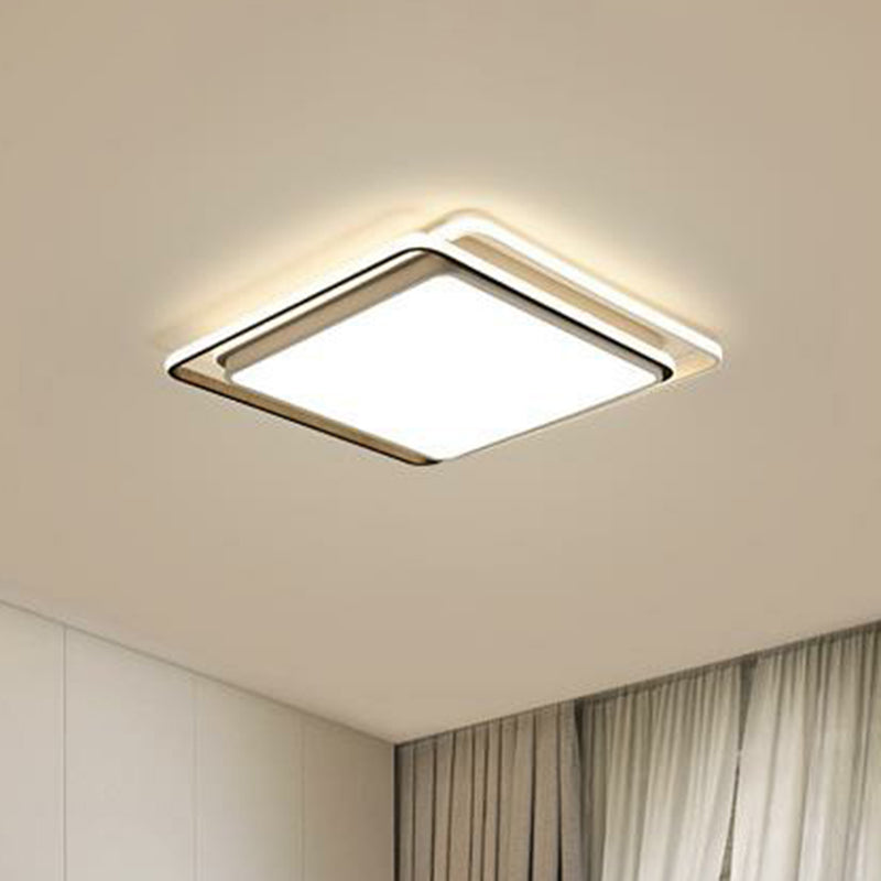 Sleek Square Bedroom Flush Mount Led Lighting With Acrylic Minimalist Design White / 15 Warm