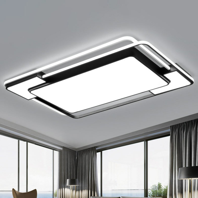 Modern Splicing LED Flush Mount Ceiling Light in Black for Living Room