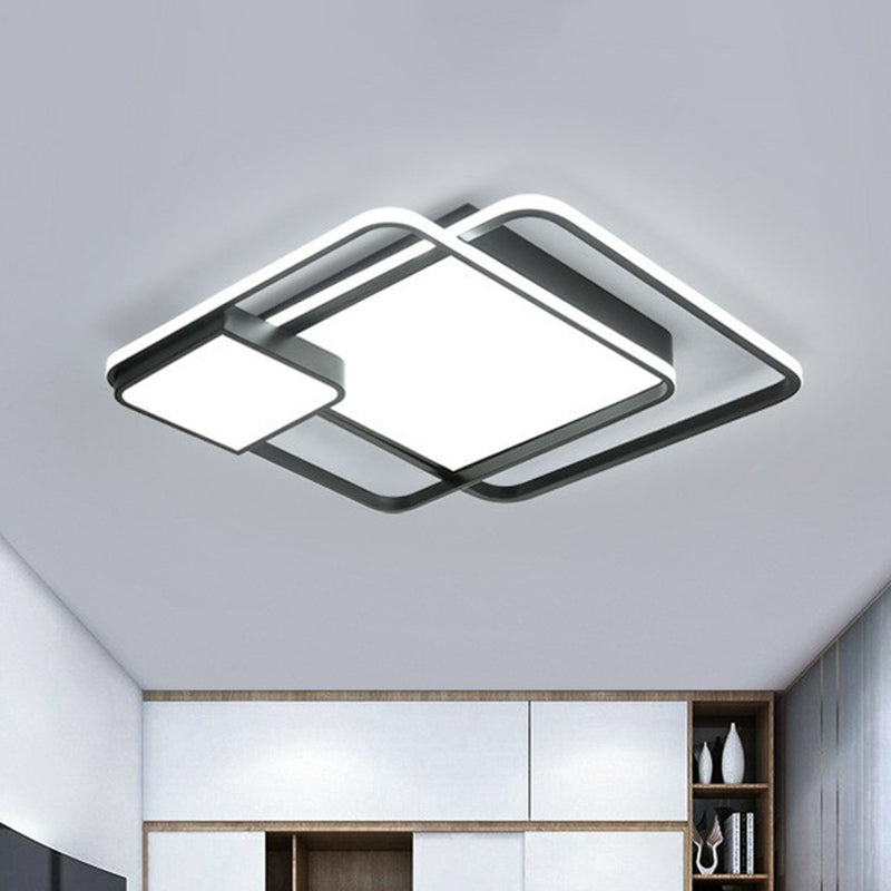 Modern Splicing LED Flush Mount Ceiling Light in Black for Living Room