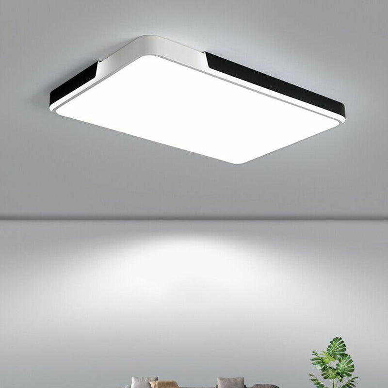 Modern Metal Geometric LED Flush Mount Ceiling Light in Black and White
