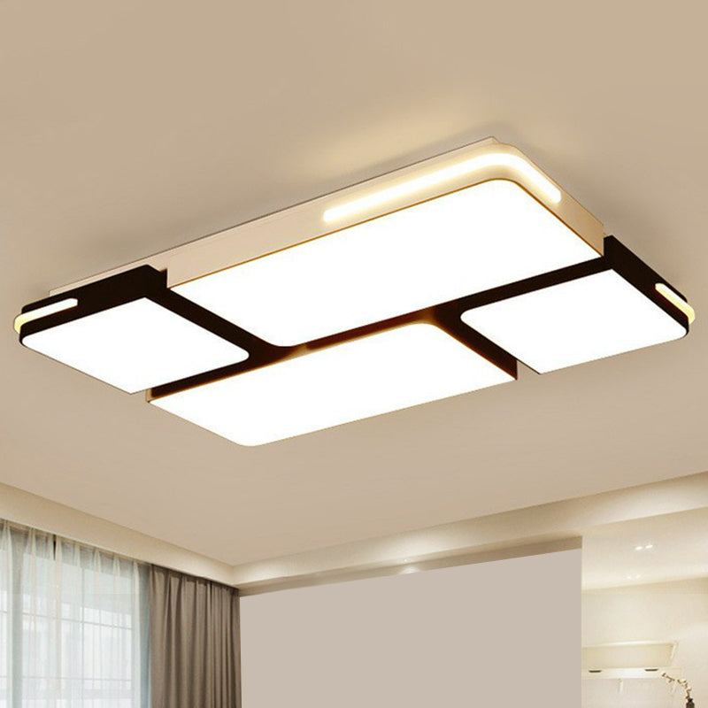 Contemporary Acrylic Flush Ceiling Light - Black And White Led Fixture Black-White / 29.5 Warm