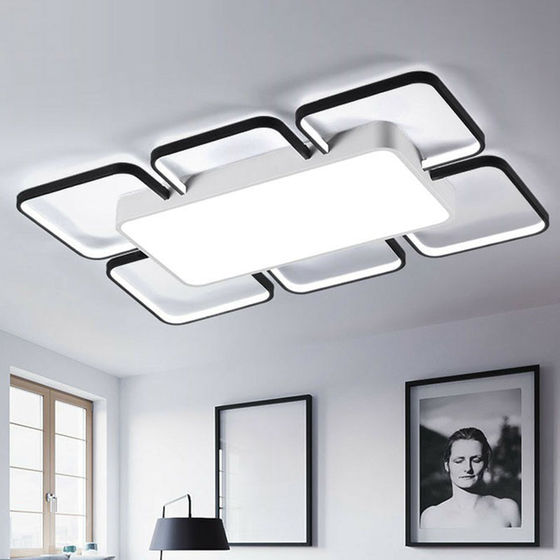 Thin Black LED Flush Mount Ceiling Light for Living Room with Acrylic Simplicity Design