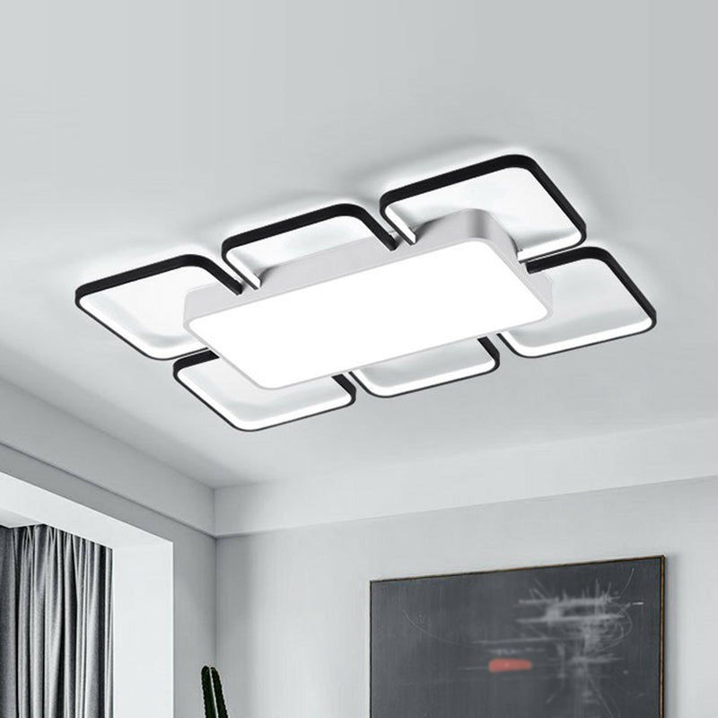 Thin Black LED Flush Mount Ceiling Light for Living Room with Acrylic Simplicity Design