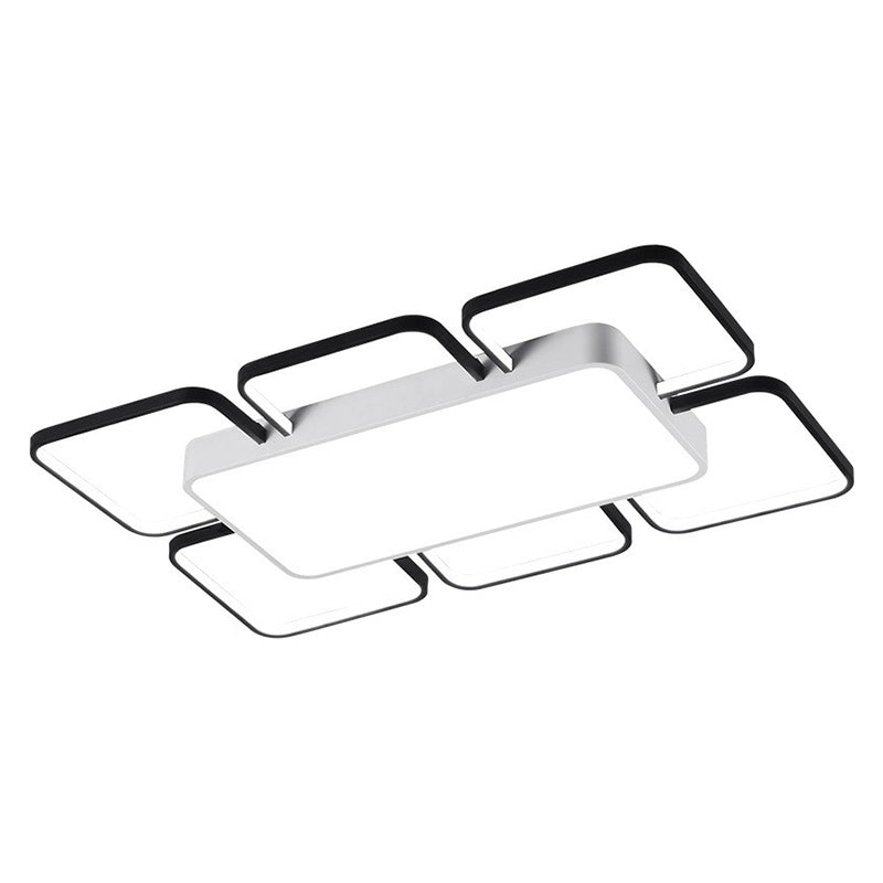 Thin Black LED Flush Mount Ceiling Light for Living Room with Acrylic Simplicity Design