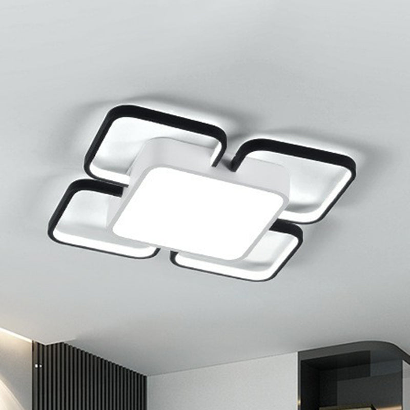 Thin Black LED Flush Mount Ceiling Light for Living Room with Acrylic Simplicity Design