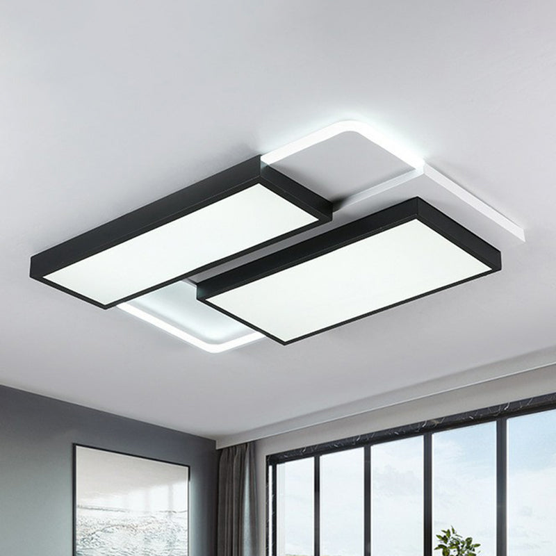 Modern Black Splicing Rectangle LED Flush Ceiling Light – Stepless Dimming Acrylic Fixture