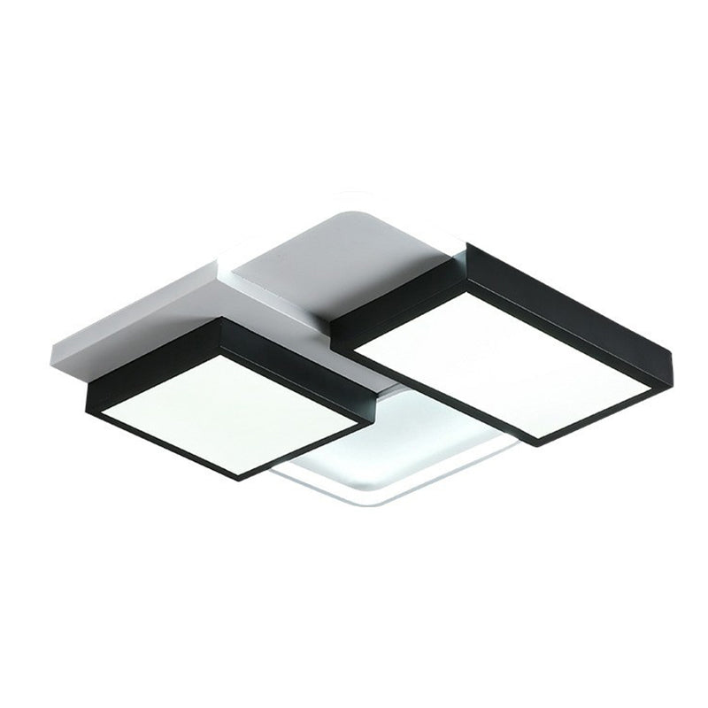 Modern Black Splicing Rectangle LED Flush Ceiling Light – Stepless Dimming Acrylic Fixture