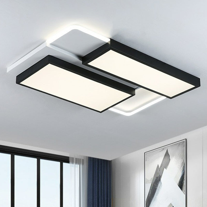 Modern Black Splicing Rectangle LED Flush Ceiling Light – Stepless Dimming Acrylic Fixture