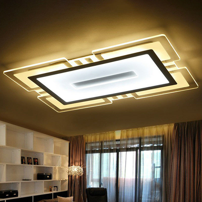Luminaire encastré à LED transparent minimaliste : éclairage de salon rectangulaire ultra-mince