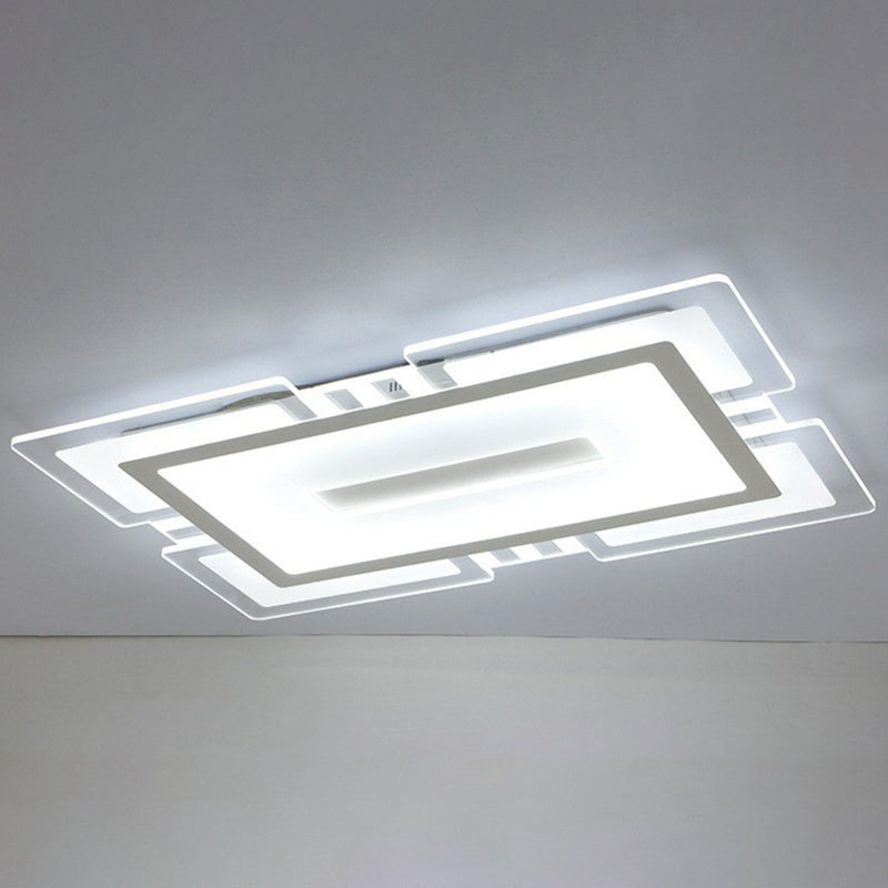 Luminaire encastré à LED transparent minimaliste : éclairage de salon rectangulaire ultra-mince