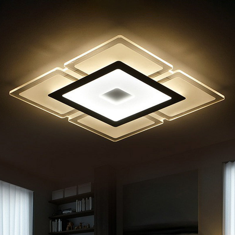 Luminaire encastré à LED transparent minimaliste : éclairage de salon rectangulaire ultra-mince