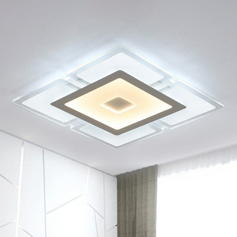 Luminaire encastré à LED transparent minimaliste : éclairage de salon rectangulaire ultra-mince