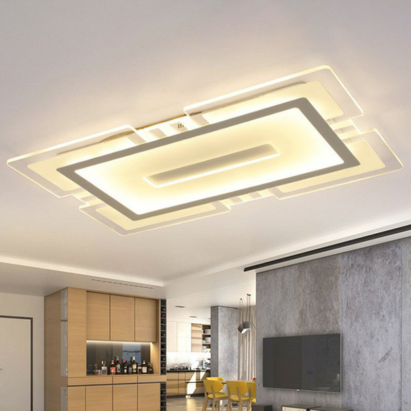 Luminaire encastré à LED transparent minimaliste : éclairage de salon rectangulaire ultra-mince