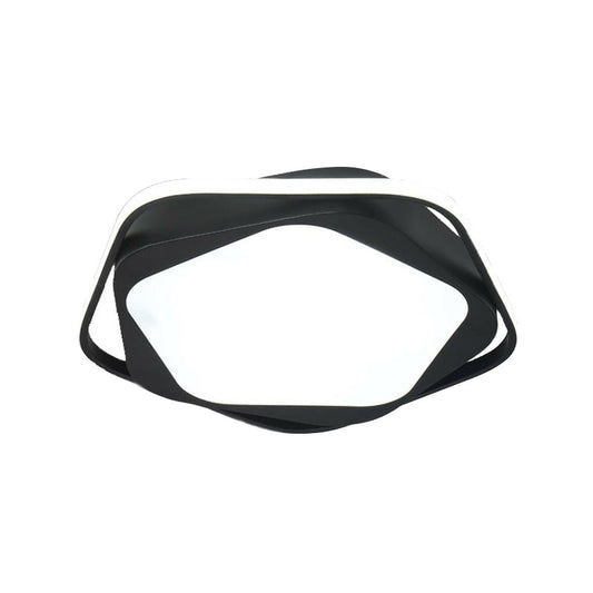 Minimalist Pentagonal Flush Mount Lighting Black Acrylic LED Flush Mount Fixture for Bedroom.