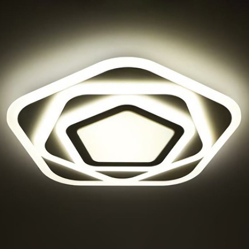 Ultra-Thin Acrylic Pentagonal Led Flush Mount Light - Minimalist White Fixture / 14