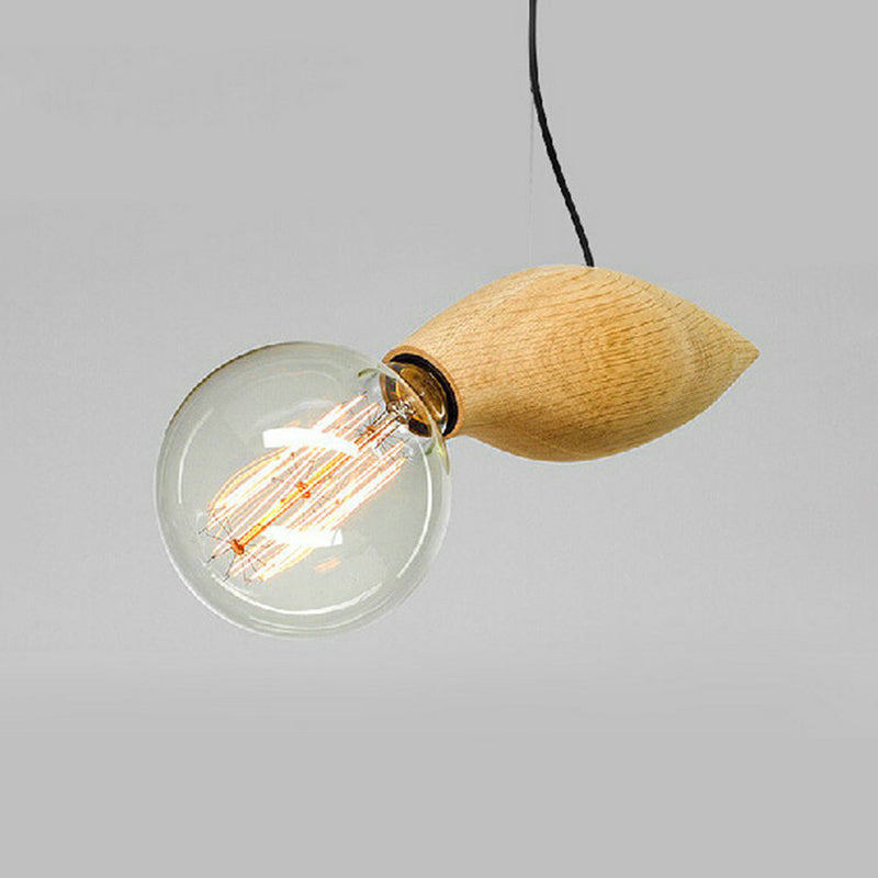 Nordic Style Hanging Pendant Light Bee Shaped Wood Ceiling Fixture For Restaurants