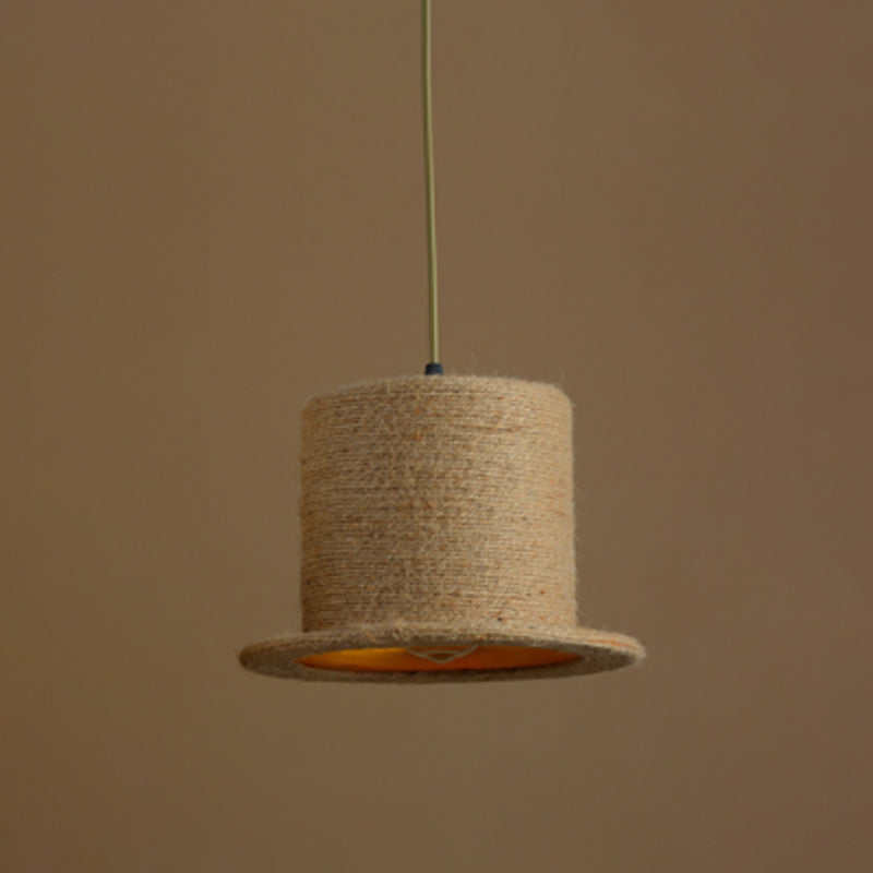 Suspension simple en corde de chanvre de style industriel en marron - Luminaire suspendu au plafond