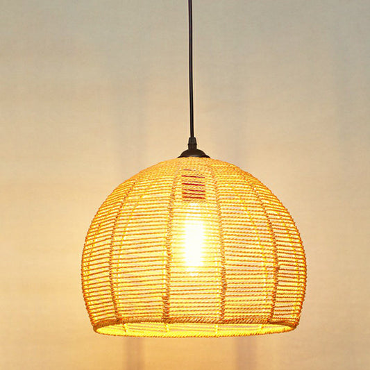 Luminaire suspendu rustique en corde de chanvre - Marron, luminaire suspendu pour restaurant avec 1 ampoule abat-jour
