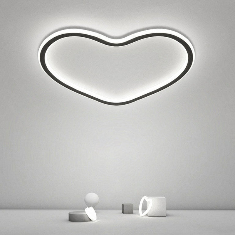 Plafonnier LED moderne en aluminium pour chambre d'enfant - Plafonnier Loop Flush en noir