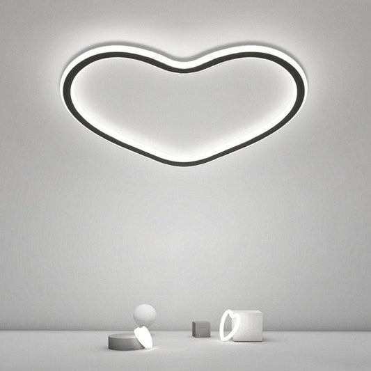 Modern Aluminum LED Flush Ceiling Light for Kids Bedroom - Loop Flush Light in Black