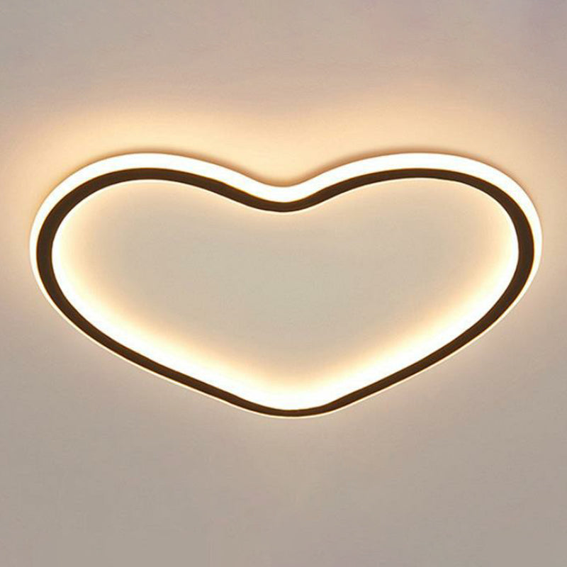 Plafonnier LED moderne en aluminium pour chambre d'enfant - Plafonnier Loop Flush en noir