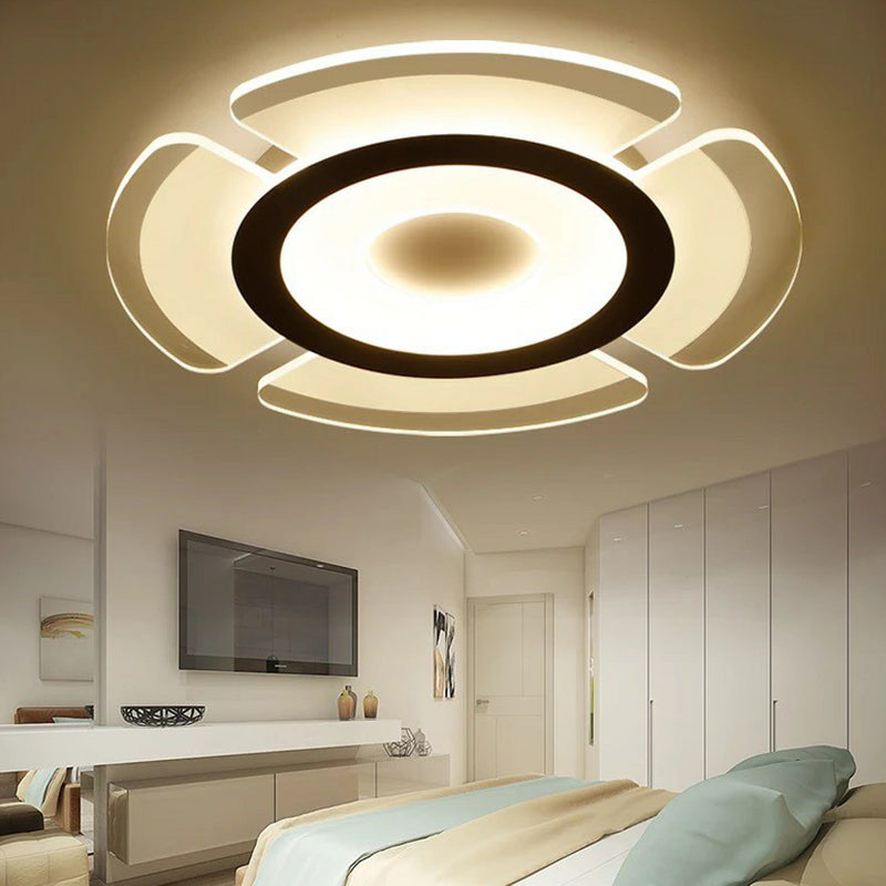 Minimalist Clear LED Flush Mount Fixture for Living Room - Metallic Circular Flush Mount Lighting
