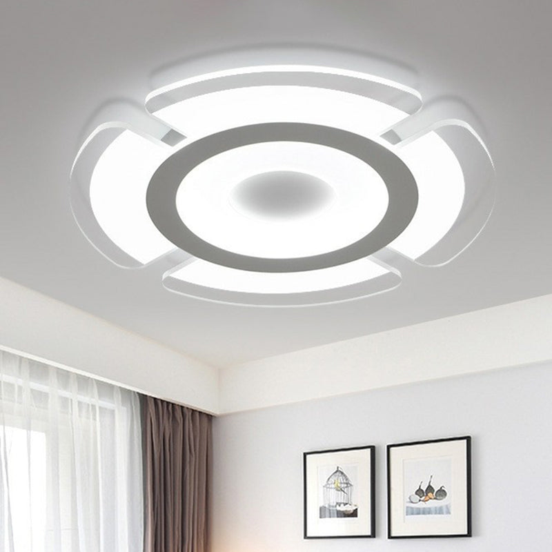 Minimalist Clear LED Flush Mount Fixture for Living Room - Metallic Circular Flush Mount Lighting