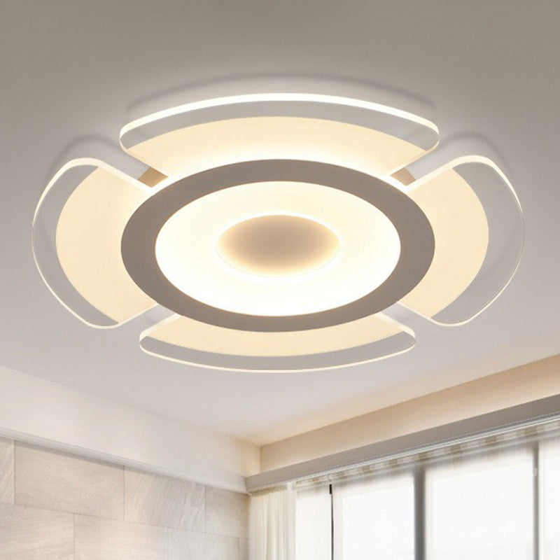 Minimalist Clear LED Flush Mount Fixture for Living Room - Metallic Circular Flush Mount Lighting