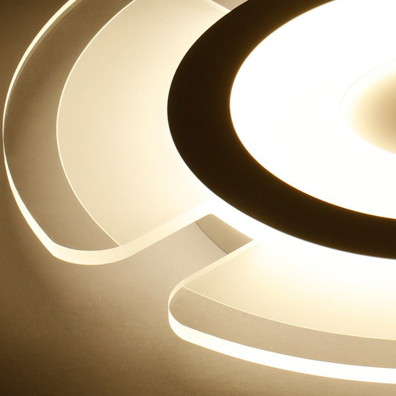 Minimalist Clear LED Flush Mount Fixture for Living Room - Metallic Circular Flush Mount Lighting