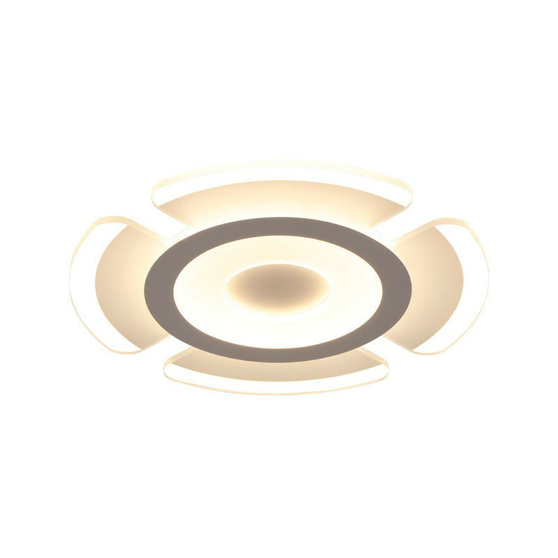 Minimalist Clear LED Flush Mount Fixture for Living Room - Metallic Circular Flush Mount Lighting