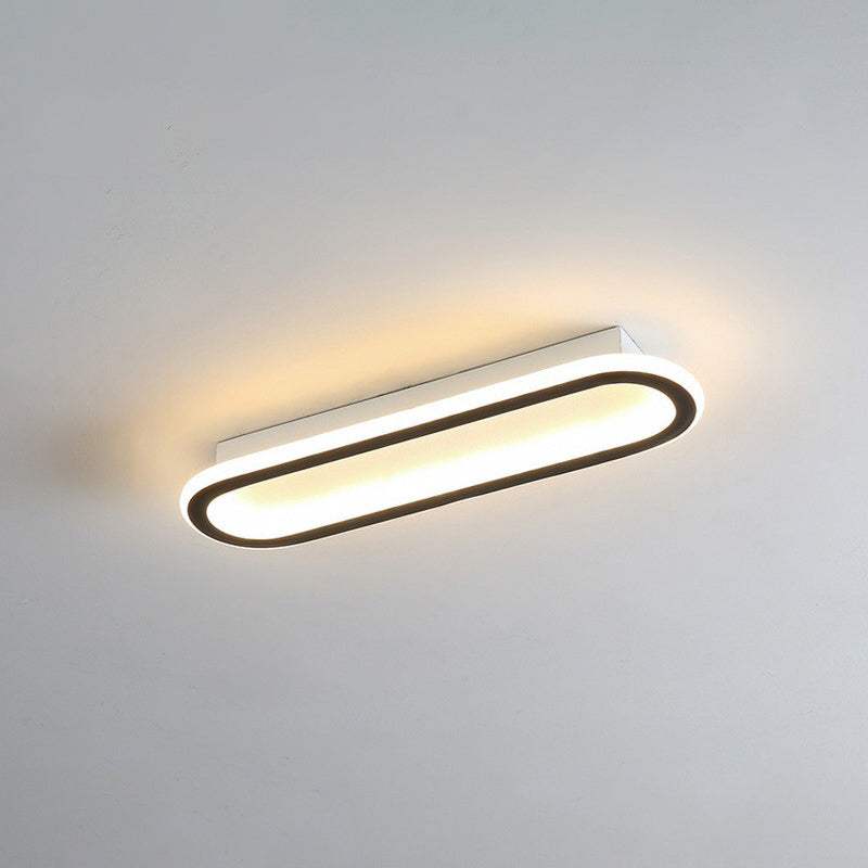 Modern Black LED Flush Ceiling Light for Corridors - Linear Acrylic Design
