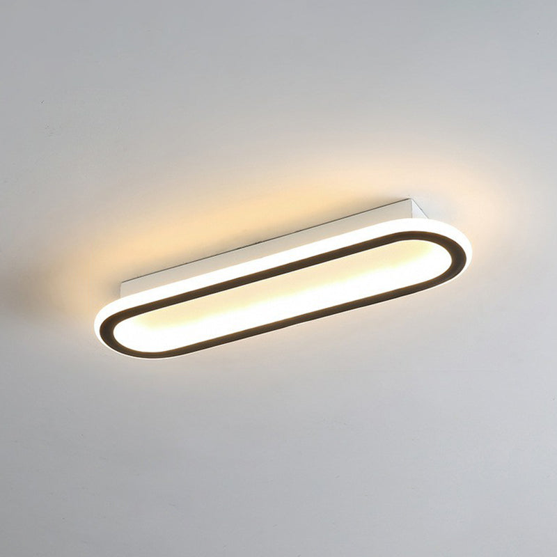 Modern Black LED Flush Ceiling Light for Corridors - Linear Acrylic Design