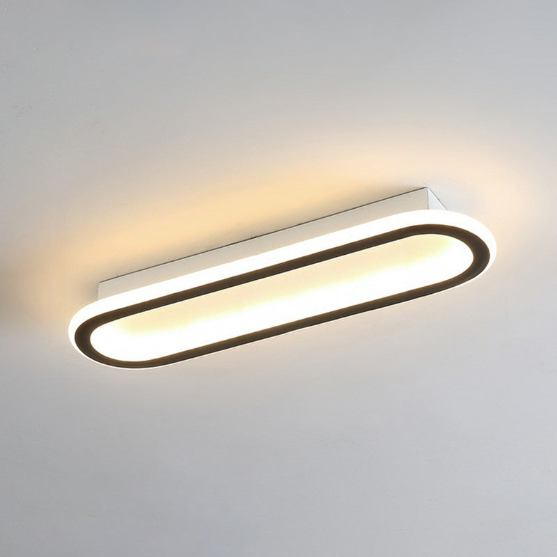 Modern Black LED Flush Ceiling Light for Corridors - Linear Acrylic Design