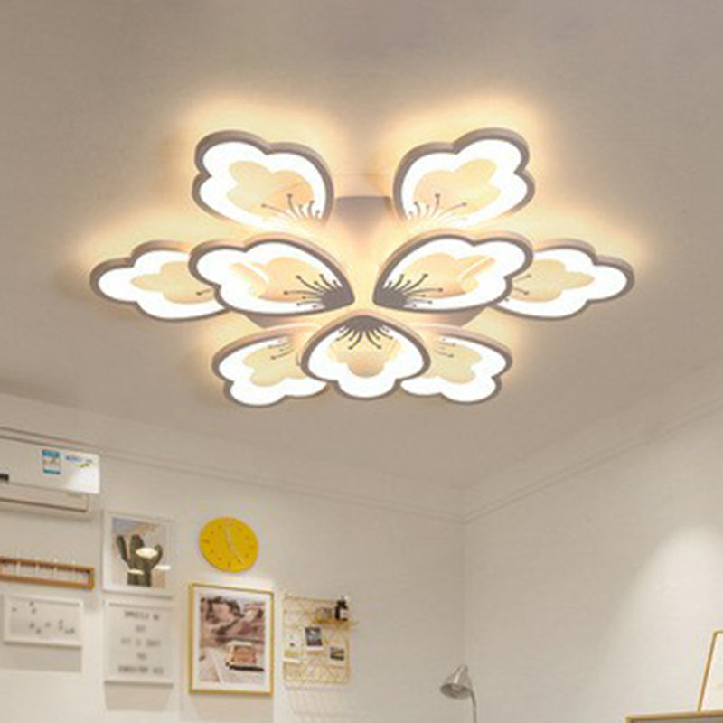 Plafonnier LED contemporain à encastrer à motif floral - Luminaire de salon en acrylique