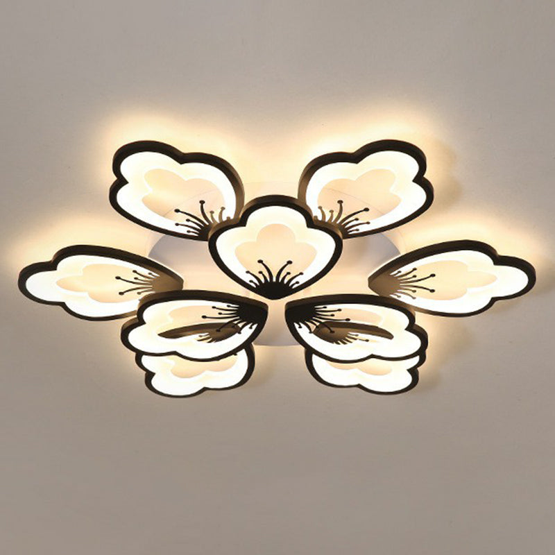 Plafonnier LED contemporain à encastrer à motif floral - Luminaire de salon en acrylique