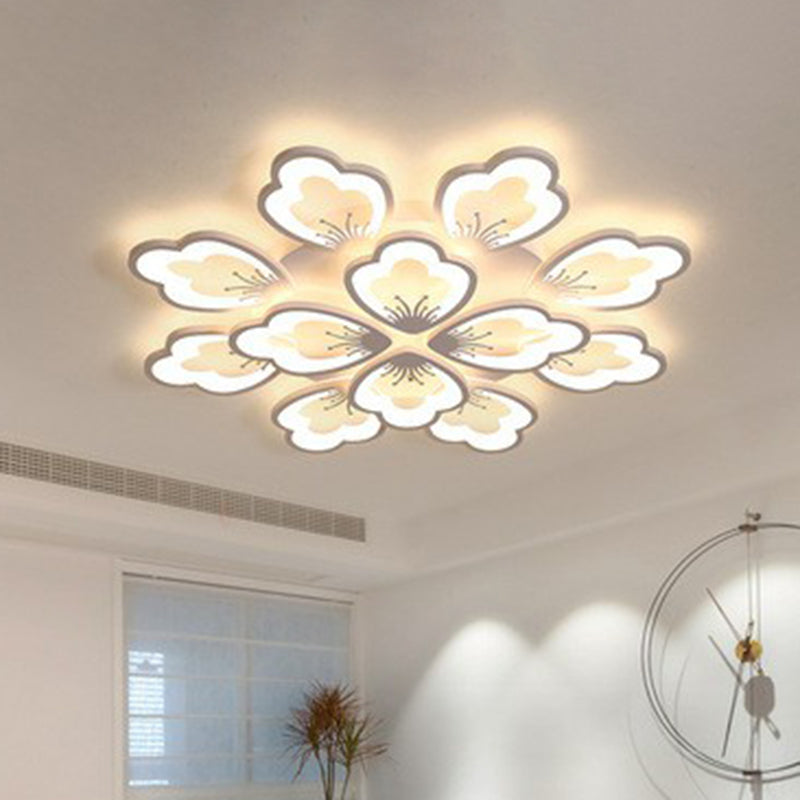 Plafonnier LED contemporain à encastrer à motif floral - Luminaire de salon en acrylique