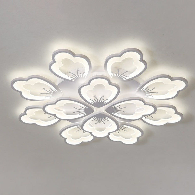 Plafonnier LED contemporain à encastrer à motif floral - Luminaire de salon en acrylique