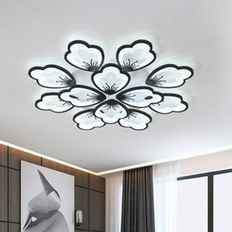 Plafonnier LED contemporain à encastrer à motif floral - Luminaire de salon en acrylique