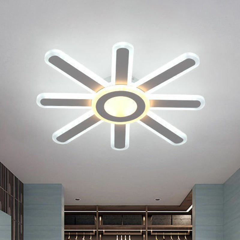 Modern White LED Sun Shaped Acrylic Flush Mount Light for Bedroom Ceiling