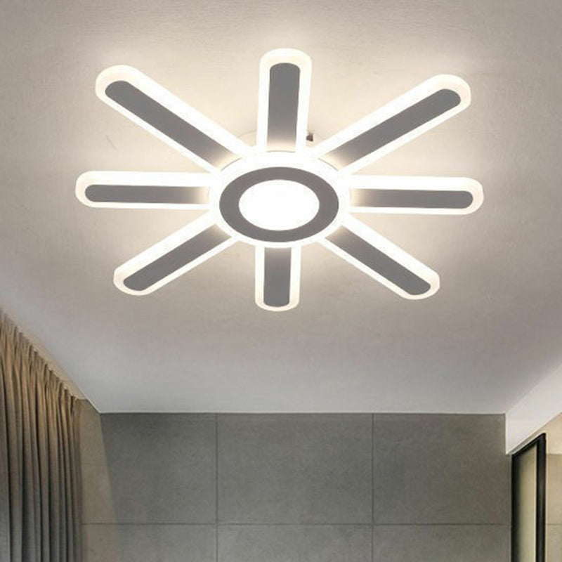Modern White LED Sun Shaped Acrylic Flush Mount Light for Bedroom Ceiling