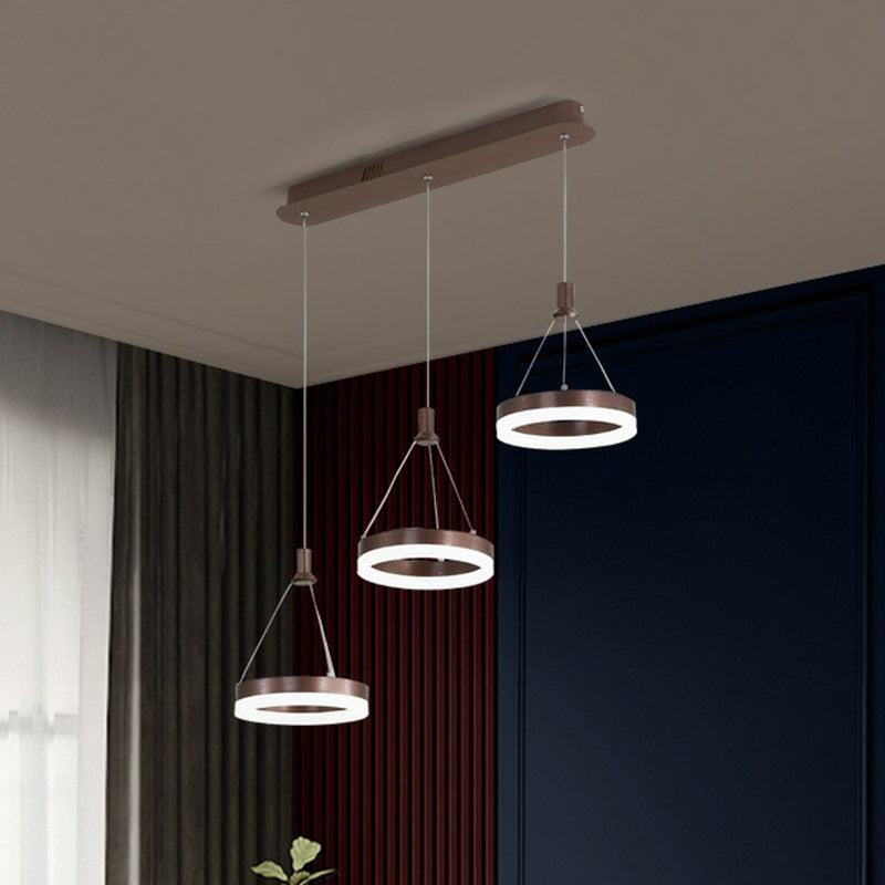Modern Geometric LED Ceiling Lamp - Metallic Finish, 3 Bulbs - Dining Room Light Fixture