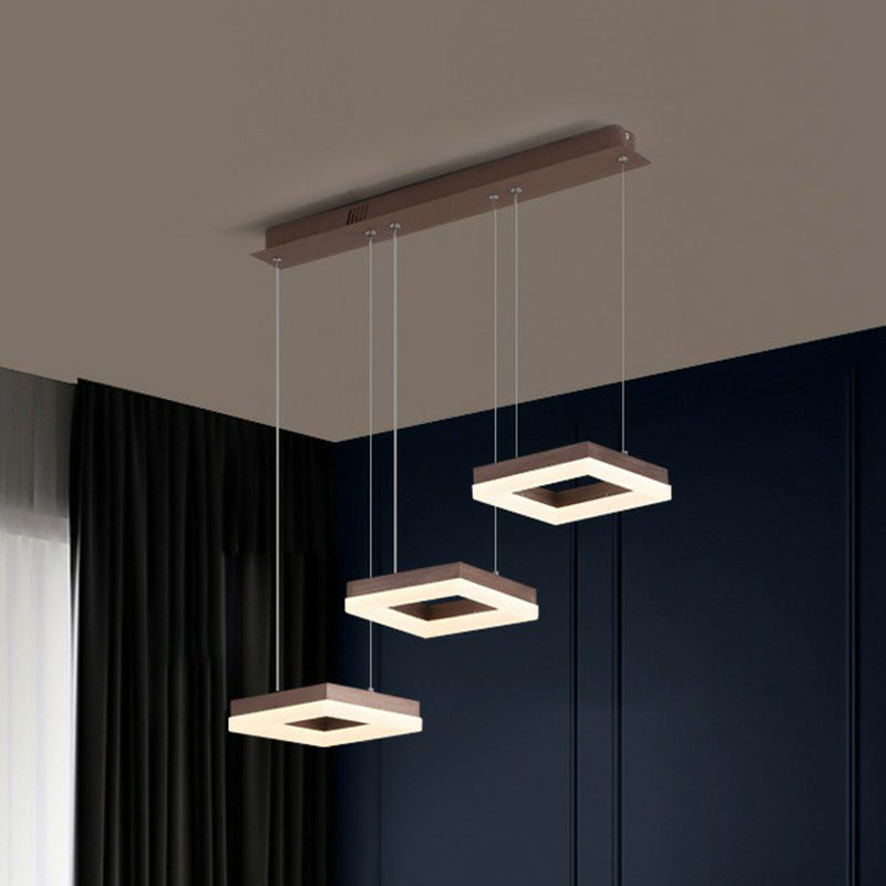 Modern Geometric LED Ceiling Lamp - Metallic Finish, 3 Bulbs - Dining Room Light Fixture