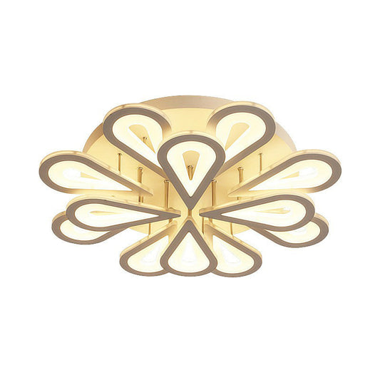 Modern White Acrylic Led Ceiling Light With Flower Design For Living Room