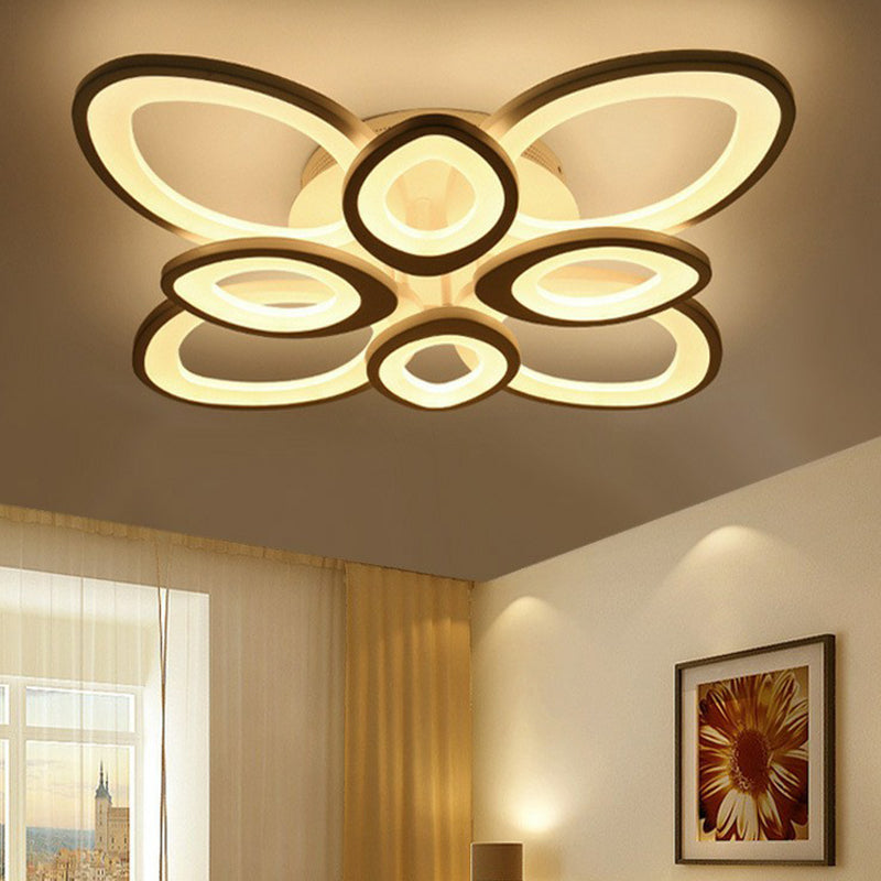 Contemporary White Lotus LED Flush Mount Ceiling Light - Acrylic Living Room Décor