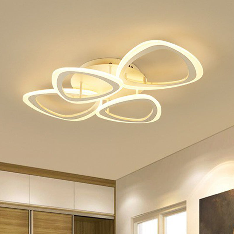 Contemporary Triangle LED Flush Mount Light for Living Room Ceiling in White Acrylic