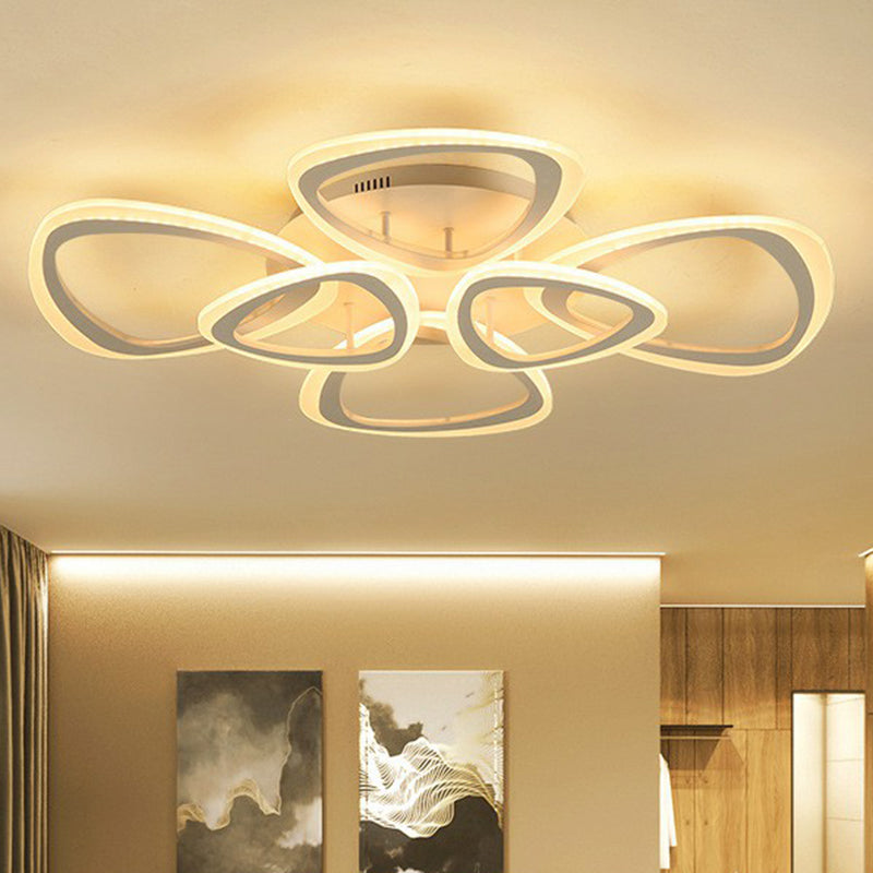 Contemporary Triangle LED Flush Mount Light for Living Room Ceiling in White Acrylic