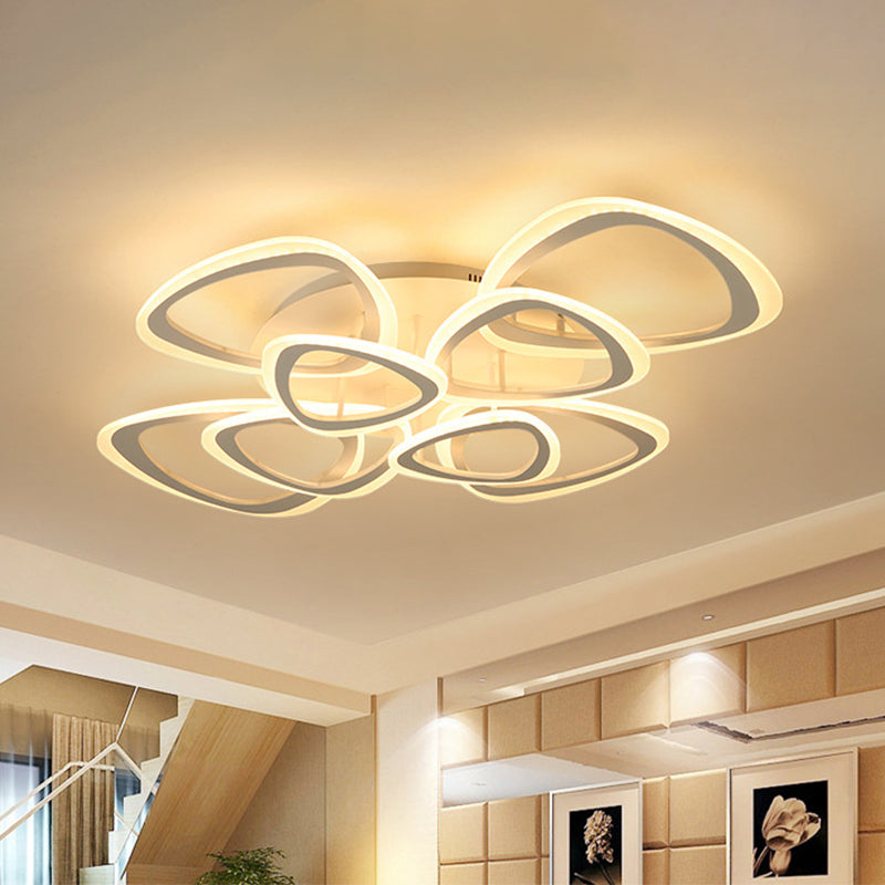 Contemporary Triangle LED Flush Mount Light for Living Room Ceiling in White Acrylic